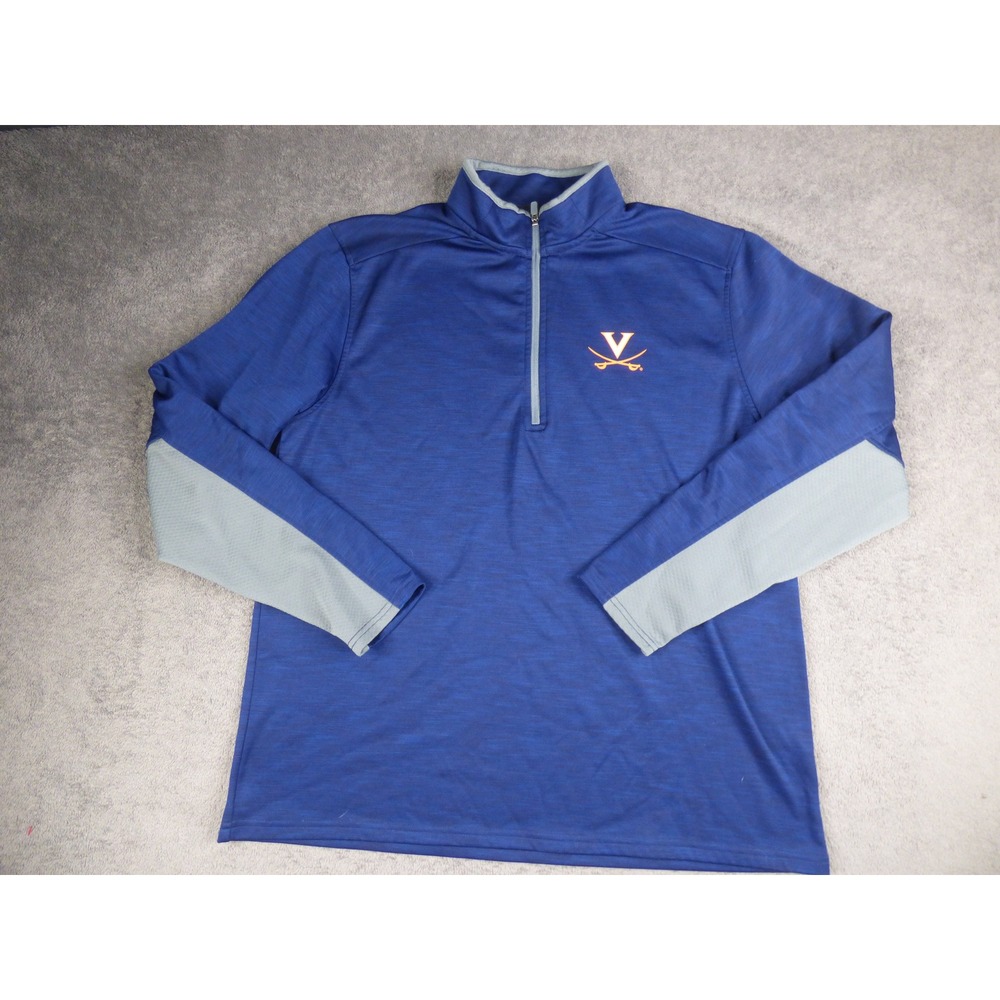 Virginia Cavaliers UVA Quarter Zip Pullover Blue Mens Large Fleece J America